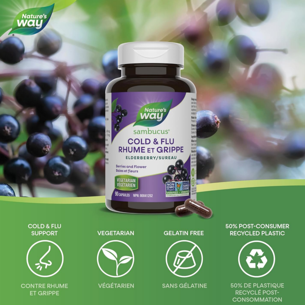 네이처스웨이 삼부커스 엘더베리 90 캡슐 <b>콜드</b>&amp;<b>플루</b>