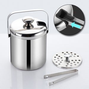 이중 스텐 아이스버킷 양주 얼음통 바스켓 집게 수납형