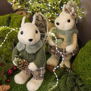 크리스마스 인형 장식 소품 그린 네츄럴 다람쥐 31cm 포토존 성탄절 데코 감성