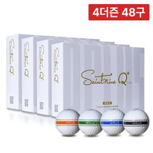 [4더즌 48구] 세인트나인 NEW Q플러스 2.0 비공인 고반발 3피스 골프공 12구 유광 퍼팅라인 골프볼