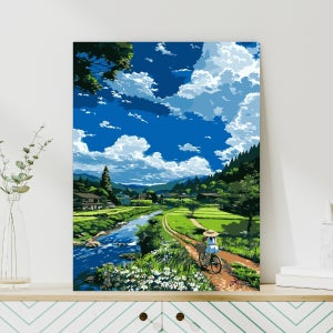 DIY 명화그리기 세트 30x40cm 캔버스 유화그리기 그림 취미 300x400mm, 그 여름 자전거길