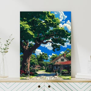 DIY 명화그리기 세트 30x40cm 캔버스 유화그리기 그림 취미 300x400mm, 푸른 나무 아래