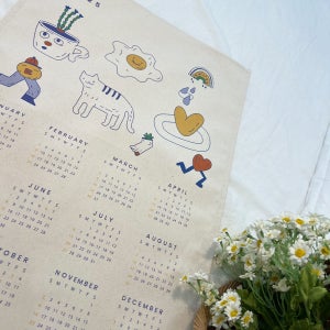 에너지 [2026년 패브릭달력] 광목천 14수 원단인쇄 A3 말아박기 주문제작