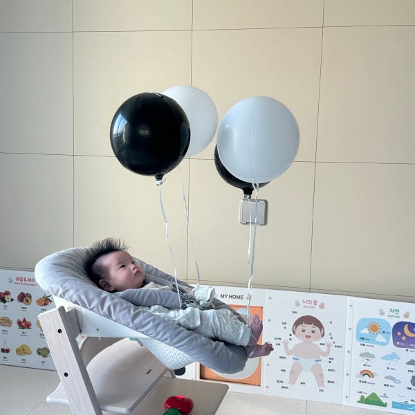 [헬륨완제품/6color] 아기 놀아주기 헬륨 풍선 흑백놀이 모빌 초점놀이 조리원동기촬영