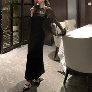 롱원피스 파티 드레스 슬림핏 무대 섹시 클럽