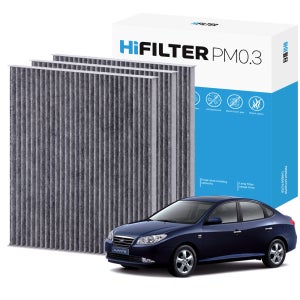 2+1 하이필터 PM 0.3 현대 아반떼 HD 4세대 자동차 활성탄 에어컨 필터, 3개 , HI-E105