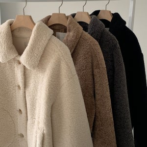 겨울 여성 박시한 양털 무스탕 카라 한파 뽀글이 퍼 자켓 화이트 브라운 차콜 S-XL