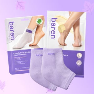 바렌 뒷꿈치 보습 체험 SET (힐패치 2매입+풋 팩 2매입+보들 꿈치양말 1쌍)