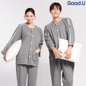 투웨이 지퍼 멜란지 기능성 케어복 상의 깁스 환자복 병원복 의료복