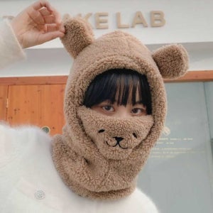 겨울필수 토끼 방한모자 안감퍼 마스크겸용 겨울 마스크 털모자