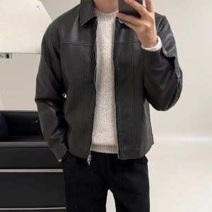 남자 겨울아우터 누빔 가죽 레더 텍스처로 따뜻하게 착용되는 캐주얼 데일리 자켓