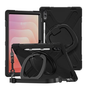 갤럭시탭 S11 울트라 케이스 범퍼 키즈 스트랩 폴리곤 아머 매트블랙, 탭 S11 울트라