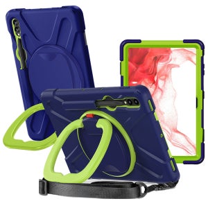 갤럭시탭 S7 FE 케이스 범퍼 회전 폴리곤 아머 네이비그린, 탭 S7 FE