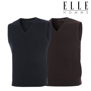 엘르 옴므 남성 니트 베스트 골조직 브이넥 솔리드 조끼 65300/65308