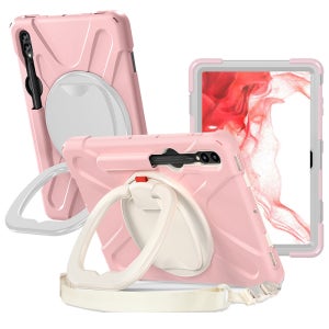 갤럭시탭 S8 플러스 갤럭시탭 S7+ 케이스 범퍼 회전 폴리곤 아머 인디핑크, 탭 S8+/S7+