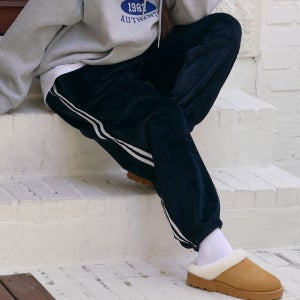 여성 두꺼운 울트라 밍크 조거 수면 바지 블랙 겨울 따뜻한 극세사