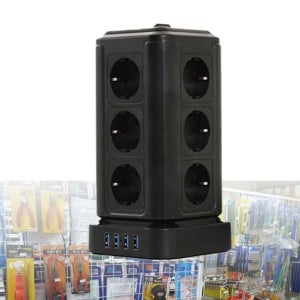 타워2세대 고용량 16구 블랙 텔로타워 정리함 디자인 거치대 과부하차단 아볼트 국산