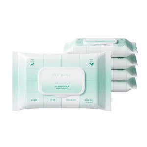 에브리원스 산책 후 10초 샤워 펫 바디 티슈 강아지 고양이 물티슈 15매, 5팩