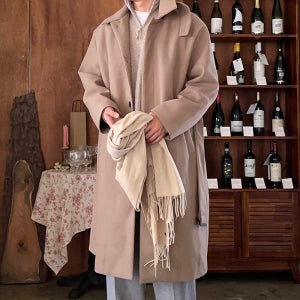 남자 발마칸코트 오버핏 로브 겨울 울 남자 코트