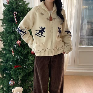 겨울 코위찬 가디건 루즈핏 집업 니트 노르딕 가디건