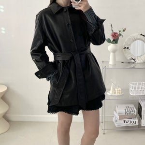 양가죽 리얼레더 재킷 이태리 수입 쉽스킨 벨티드 하프자켓 벨리나인