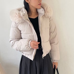 오버핏 하이넥 양털 뽀글이 크롭 패딩 털안감 여자 숏 패딩 페이크퍼 점퍼 여성 겨울 아우터