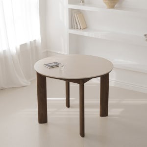 알베로 원형 세라믹식탁 2인용 포세린세라믹 원목식탁 토피브라운 1000