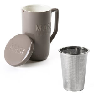 마시 머그컵 티머그 차망 뚜껑 세트 500ml 초코브라운