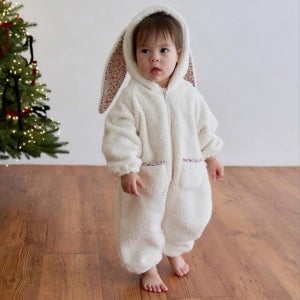 아기 베이비 유아 겨울 토끼슈트 후드 우주복