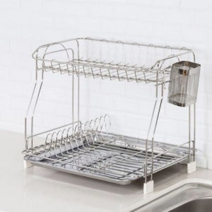 스텐 식기 건조대 접시 정리대 설거지 2단 그릇 건조기 건조대2단 주방