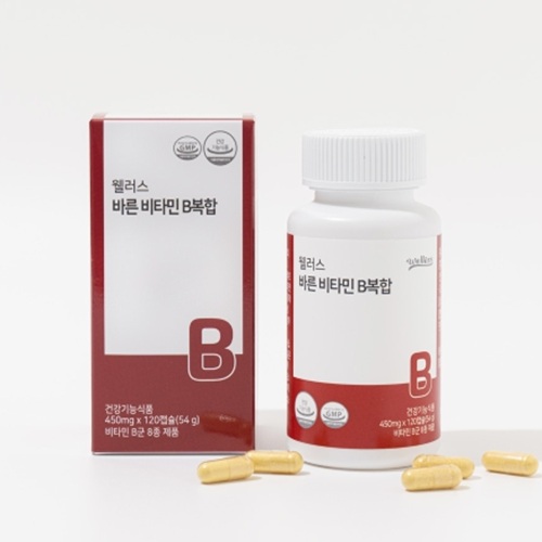 웰러스 바른 <b>비타민</b>B 복합 450mg 건조효모 <b>비타민</b>B군 120캡슐, 1개