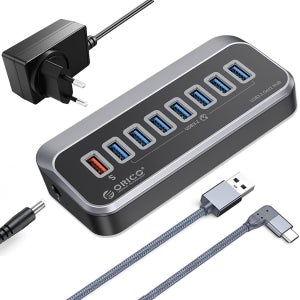 오리코 유전원 USB3.2 허브 7포트 12V/3A아답터 QC충전 18W GEN1