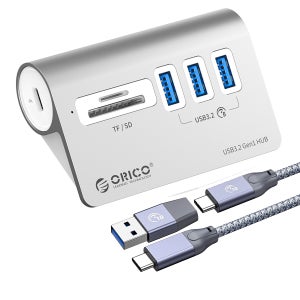 오리코 무전원 USB3.2 허브 3포트 + TF/SD 1포트 알루미늄 5Gbps 2in1 케이블 (50cm) GEN1