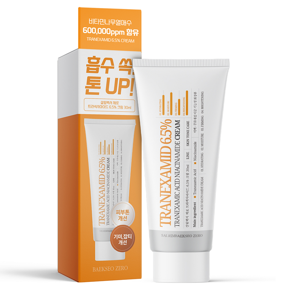 살림백서 제로 트라넥사마이드 6.5% 크림 30ml <b>트라넥삼산</b> 히알루론산 잡티 피부톤 개선