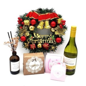 크리스마스 리스 레드리본 크리스마스장식 소품 인테리어 장식 벽 데코