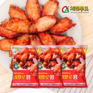 체리푸드 버팔로윙 닭날개 국내산 1kg, 3개