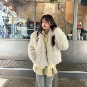 카라 크롭 퍼 자켓 페이크퍼 겨울 아우터 숏자켓 데일리룩