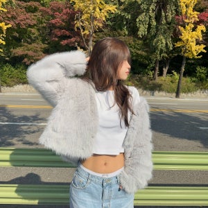 카라 크롭 퍼 자켓 페이크퍼 겨울 아우터 숏자켓 데일리룩