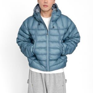 라인 사선지퍼 웰론 패딩 3C 남자경량패딩 여자 공용 소라 하늘색 카키 오버핏 커플 겨울