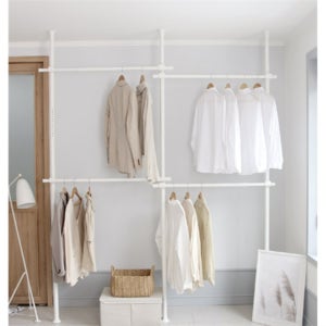 화이트 고정형 행거 기둥식 옷걸이 정리 4단 280cm 정리 수납 드레스룸