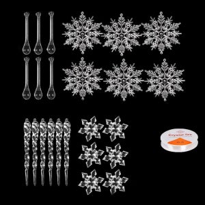 (24종 풀세트) 크리스탈 오너먼트 트리장식 세트 장식볼 소품 트리꾸미기 투명 데코 크리스마스