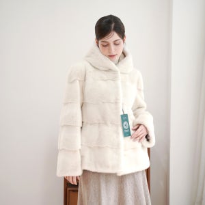 밍크 호리즌탈 후드 펄베이지 모피자켓 HJ064 퍼플등급