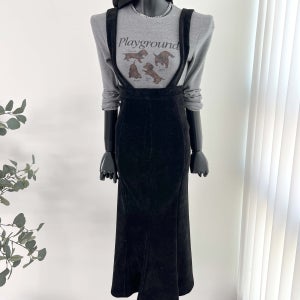 골덴 코듀로이 멜빵치마 롱 머메이드 스커트 25W