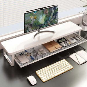 2단 모니터 받침대 선반 1000mm, 화이트