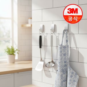 [3+3] 3M 코맨드 무타공 주방 조리도구걸이 국자걸이 싱크대 행주걸이 소형 6개