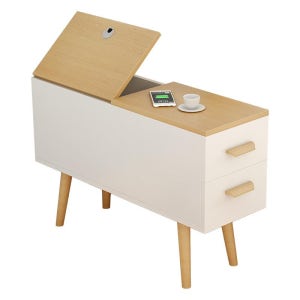 소파 틈새 협탁 사이드 테이블 간이 슬림 수납 인테리어 침대옆 탁자 거실 캐비닛 서랍장 좁은 80x30x60 화이트+내추럴 우드