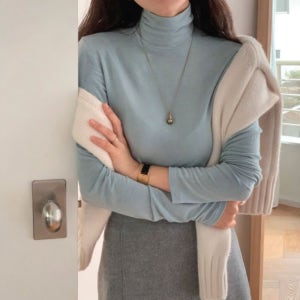 여성 얇은 울폴라티 이너 목티 목폴라 레이어드 스판(6color)