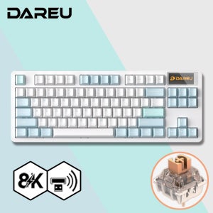 [리뷰이벤트] 다얼유 A87 PRO 8K MASTER 유 무선 게이밍 기계식 키보드 아이스블루, 저소음머스타드축