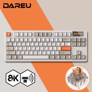 [리뷰이벤트] 다얼유 A87 PRO 8K MASTER 유 무선 게이밍 기계식 키보드 레트로베이지, 저소음머스타드축