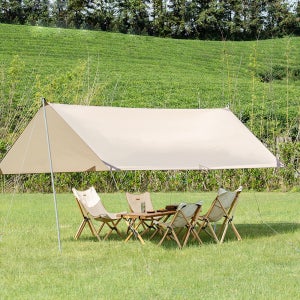 프리미엄 헥사 렉타 타프 150D 방수 UPF50 베이지